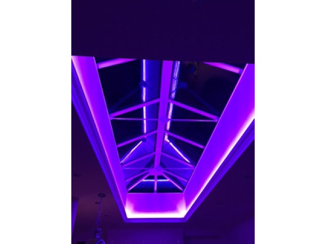 Roof Lantern lit up purple